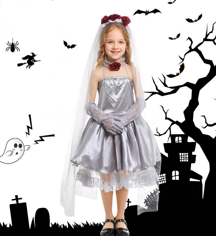 F68157 Ghostly Girl Bride Costume Cemetery Bride Costume Halloween Girl Costume